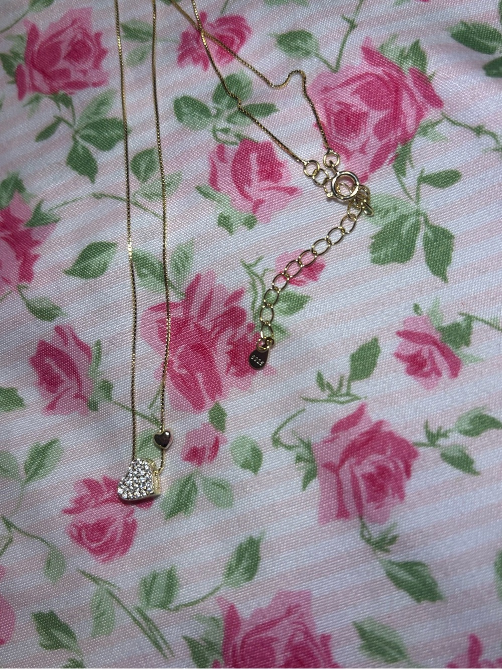Gold Tone Heart Pendant Necklace with Crystal Accent - Unbranded